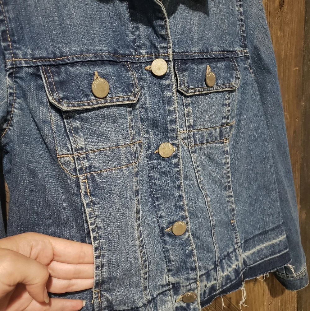 Democracy Frayed Denim Jacket Small 100% Cotton - Picture 3 of 9